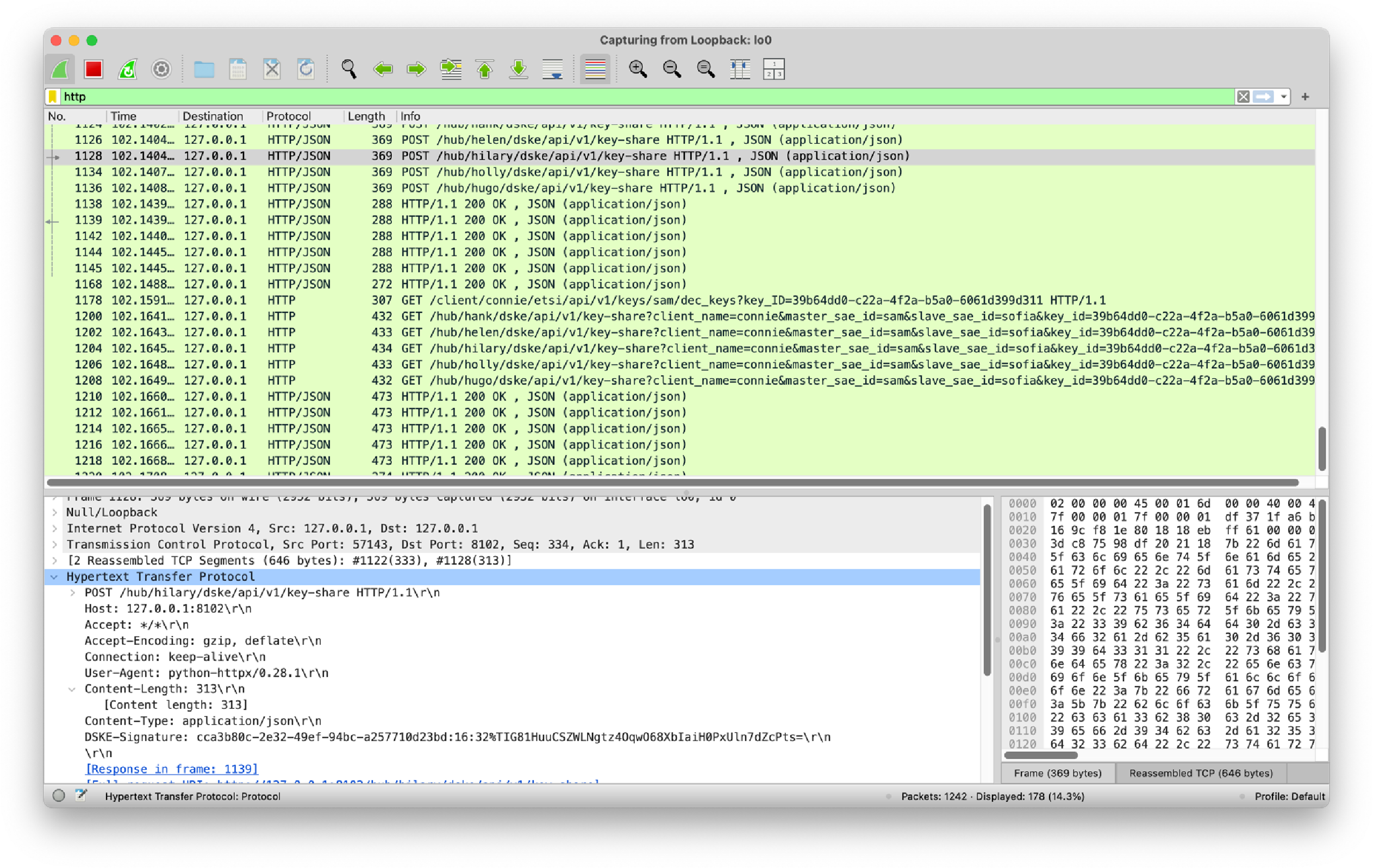 Wireshark trace)