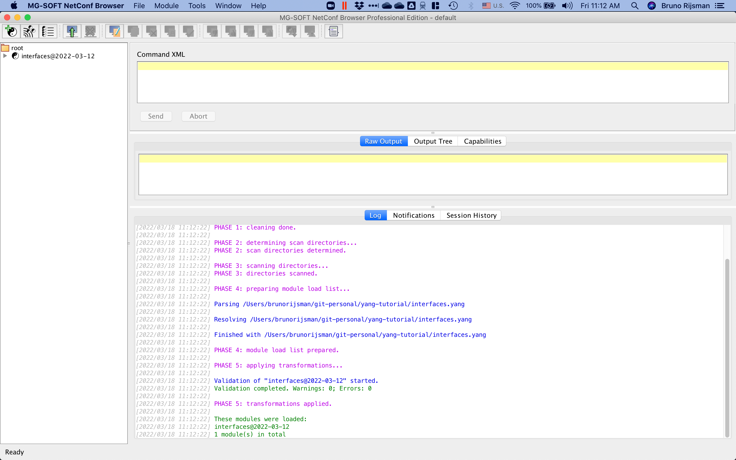 MG-SOFT NetConf Browser - YANG module in panel