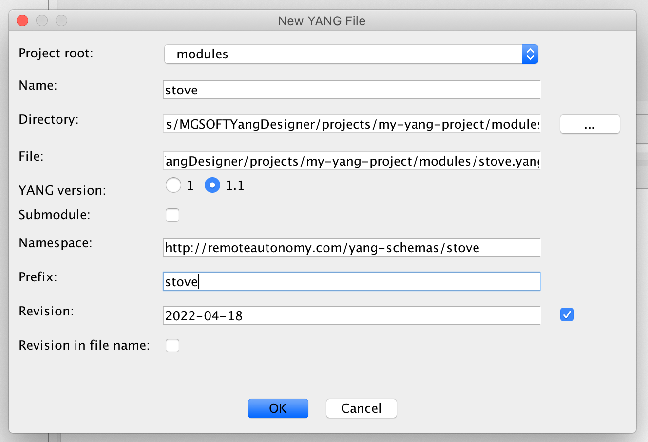 MG-SOFT Visual YANG Designer module details