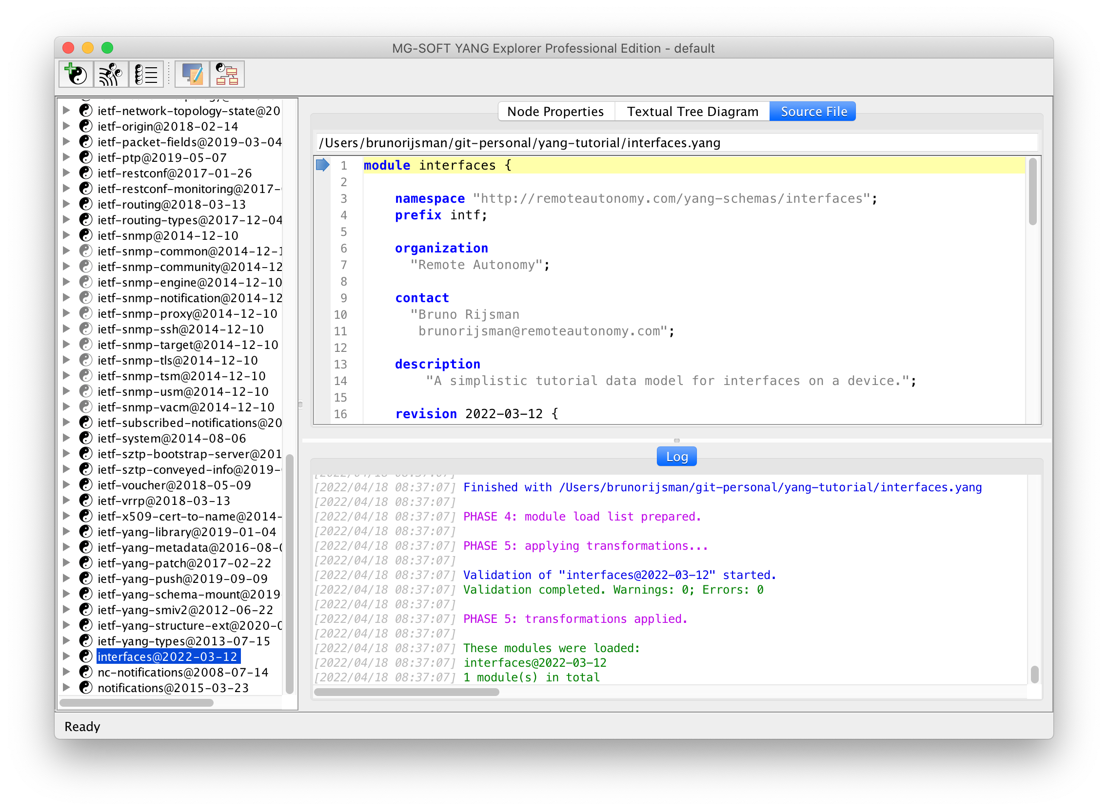 MG-SOFT YANG Explorer - interfaces model source