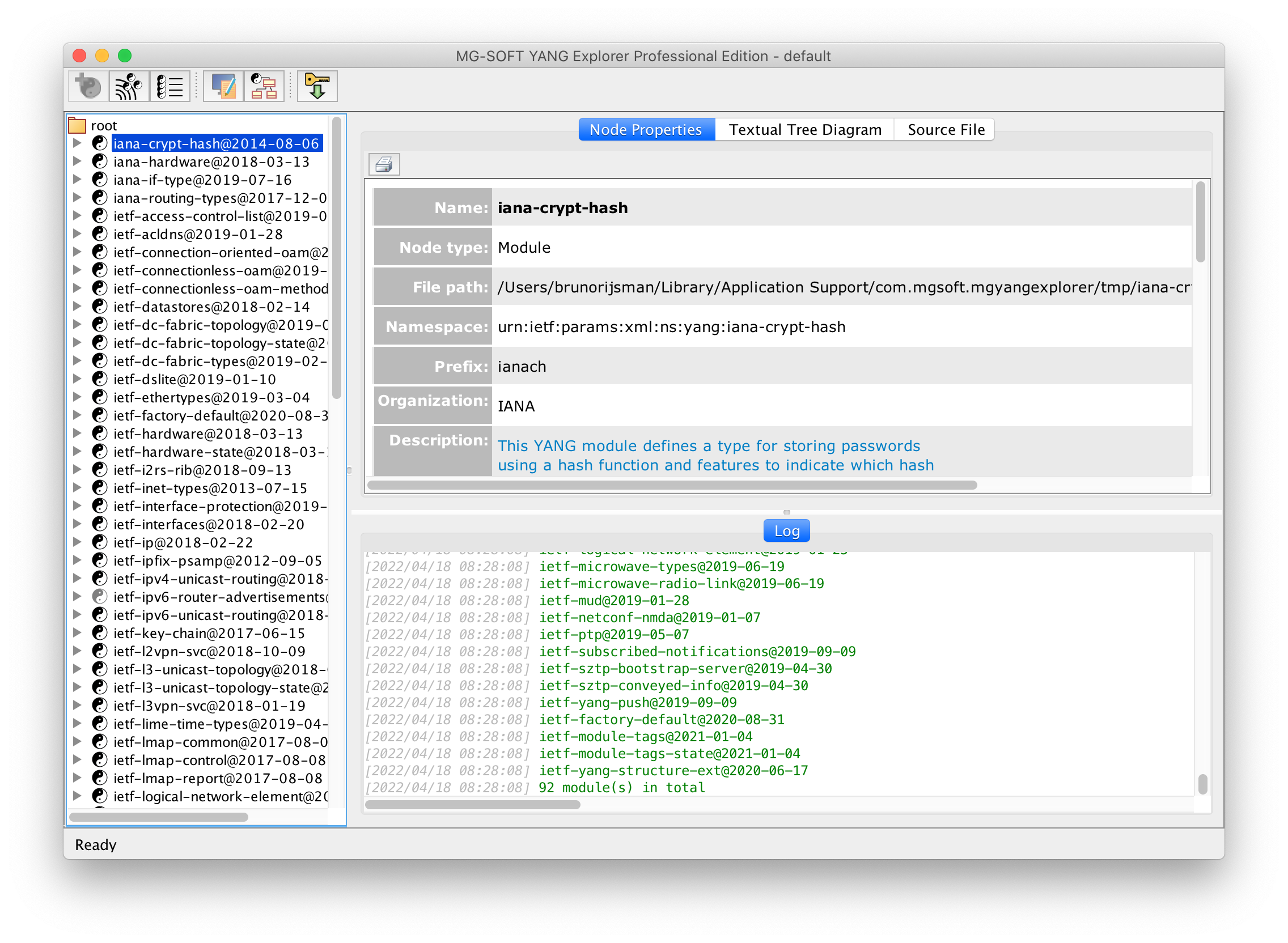 MG-SOFT YANG Explorer startup screen