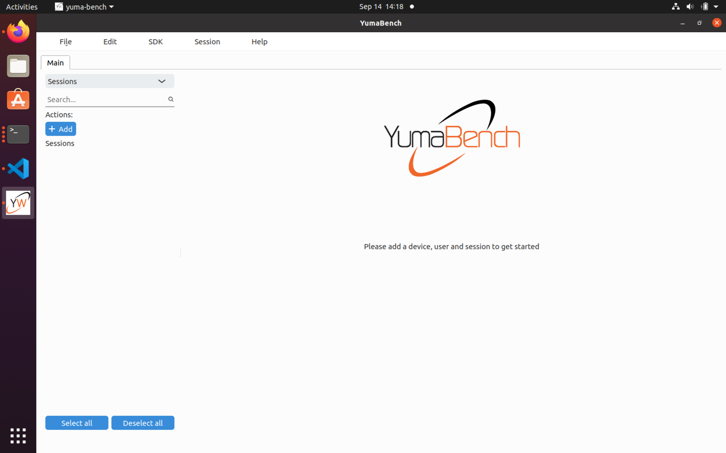 YumaBench startup screen